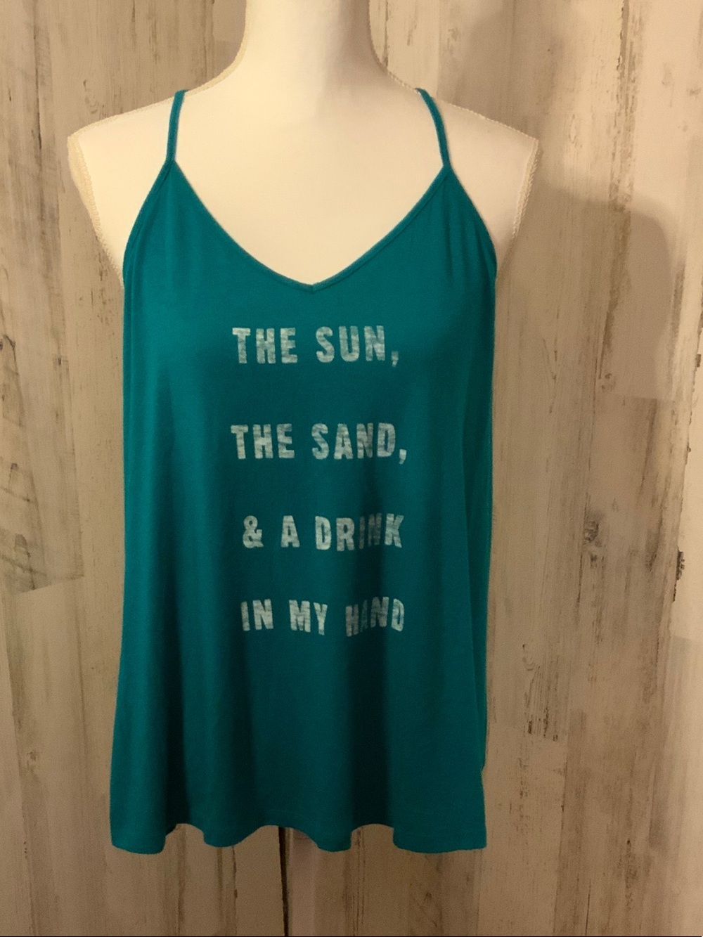 Fun Express Teal Graphic Tank Top